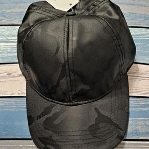 Time and Tru Ladies Active Pony Tail Baseball Cap Hat Black Camo One Size